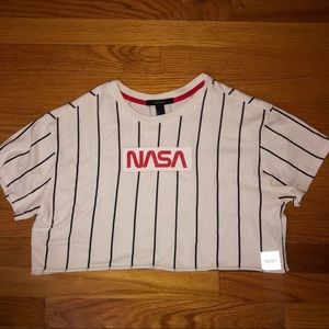 NASA Cropped striped boxy tee